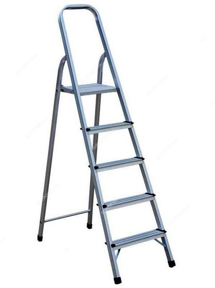 Robustline Step Ladder, 5 Steps, Steel, Silver