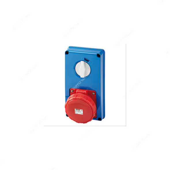 Gewiss Vertical Socket Outlet, GW66257N, IP67, 32A, 3P+E, Blue-Red