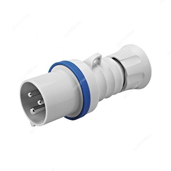 Gewiss Straight Plug, GW60004H, IP44, 16A, 2P+E, White-Blue