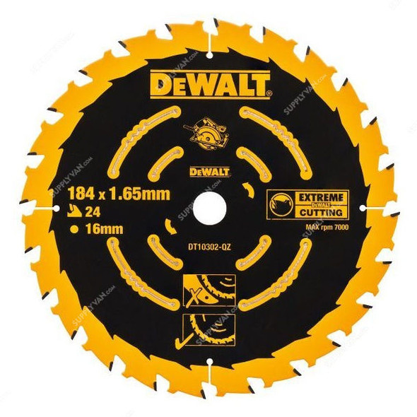 Dewalt Extreme Circular Saw Blade, DT10302-QZ, 184x16MM, 24 Teeth