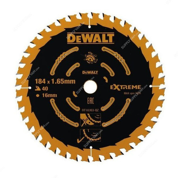 Dewalt Extreme Circular Saw Blade, DT10303-QZ, 184x16MM, 40 Teeth