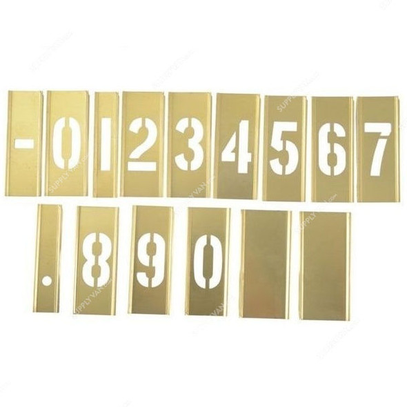 Clip On Stencil Set, 10012, Numbers, 2-1/2 Inch, Brass, 15 Pcs/Set