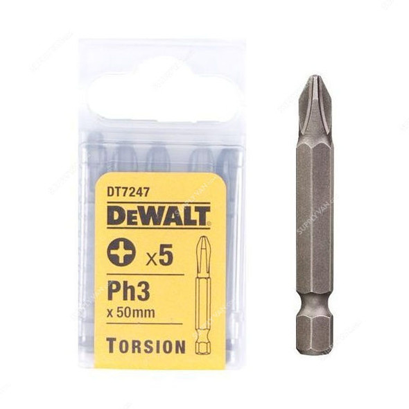 Dewalt Torsion Bit, DT7247-QZ, PH3, 50MM, PK5