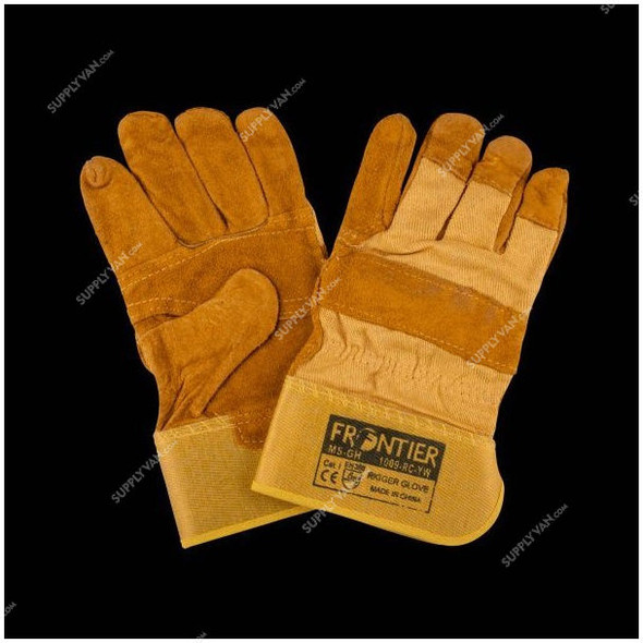 Frontier Leather Safety Hand Gloves, 1009-RC-YW, PK12