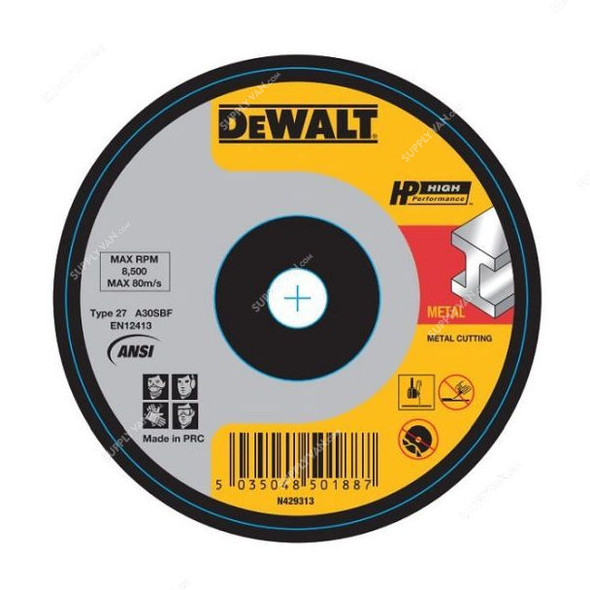 Dewalt Cutting Disc, DWA4522IA-AE, 3MM Thk, 22.23MM Bore Dia x 125MM Disc Dia