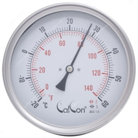 Calcon Bi-Metal Temperature Gauge, CCTE18, 125x200MM, 1/2 Inch, NPT, -20-60 Deg. C