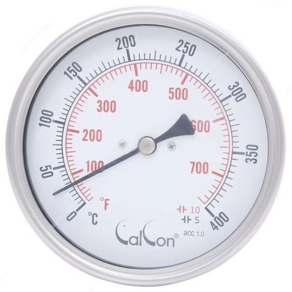 Calcon Bi-Metal Temperature Gauge, CCTB18D, 100x200MM, 1/2 Inch, NPT, 0-400 Deg. C