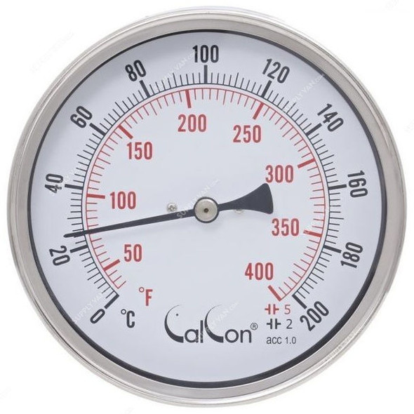 Calcon Bi-Metal Temperature Gauge, CCTB18D, 100x150MM, 1/2 Inch, NPT, 0-200 Deg. C