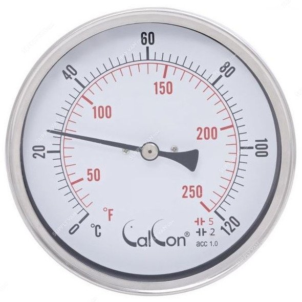 Calcon Bi-Metal Temperature Gauge, CCTB18D, 100x200MM, 1/2 Inch, NPT, 0-120 Deg. C