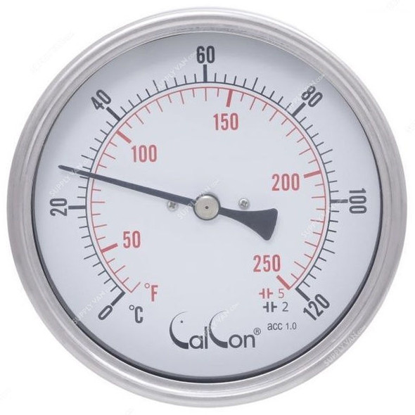 Calcon Bi-Metal Temperature Gauge, CCTB18D, 100x150MM, 1/2 Inch, NPT, 0-120 Deg. C