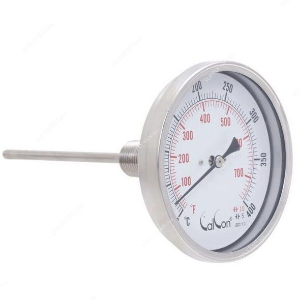 Calcon Bi-Metal Temperature Gauge, CCTB18D, 100x100MM, 1/2 Inch, NPT, 0-400 Deg. C