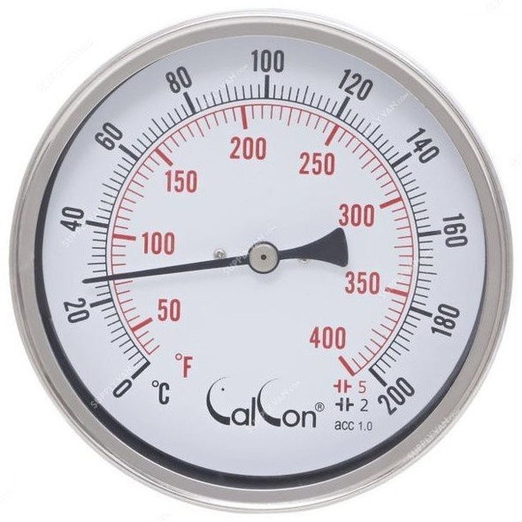 Calcon Bi-Metal Temperature Gauge, CCTB18D, 100x100MM, 1/2 Inch, NPT, 0-200 Deg. C