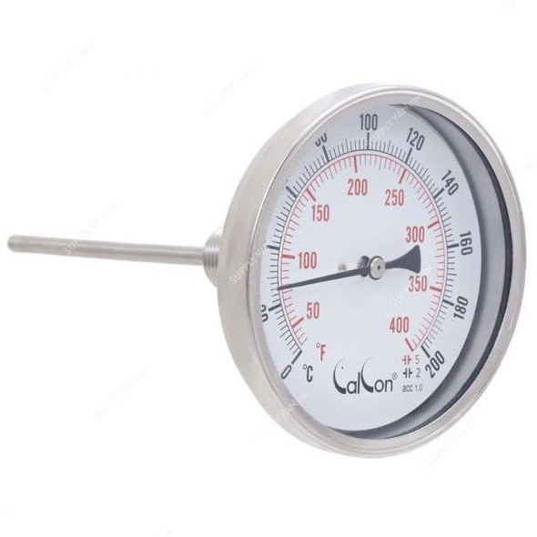 Calcon Bi-Metal Temperature Gauge, CCTB18D, 100x100MM, 1/2 Inch, NPT, 0-200 Deg. C