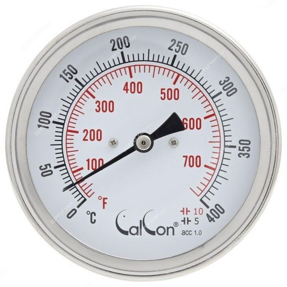 Calcon Bi-Metal Temperature Gauge, CCTB18D, 80x150MM, 1/2 Inch, NPT, 0-400 Deg. C
