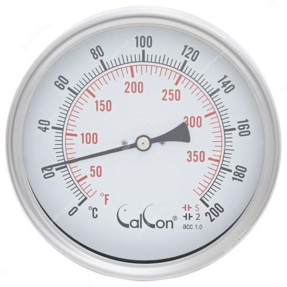 Calcon Bi-Metal Temperature Gauge, CCTE18, 125x400MM, 1/2 Inch, NPT, 0-200 Deg. C
