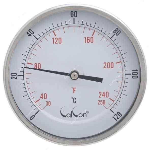 Calcon Bi-Metal Temperature Gauge, CCTE18, 125x300MM, 1/2 Inch, NPT, 0-120 Deg. C