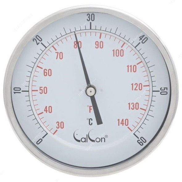 Calcon Bi-Metal Temperature Gauge, CCTE18, 125x300MM, 1/2 Inch, NPT, 0-60 Deg. C