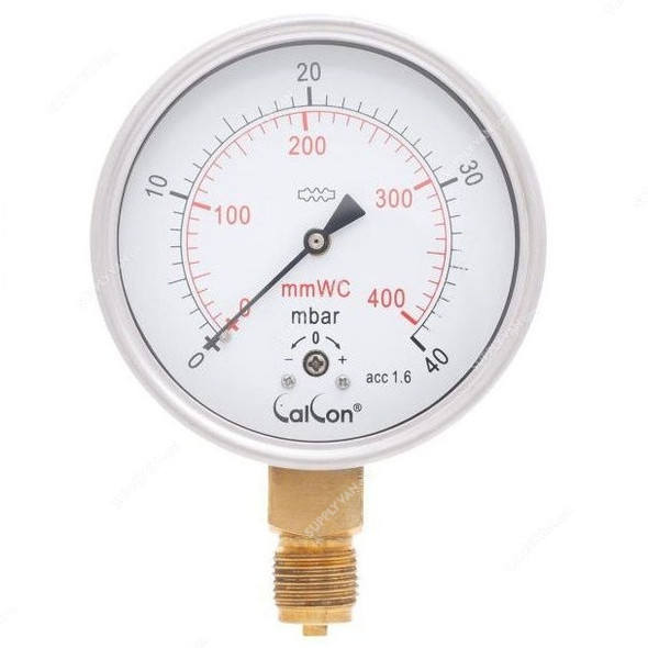 Calcon Capsule Pressure Gauge, CC98A, 100MM, 1/2 Inch, BSP, 0-40 Mbar