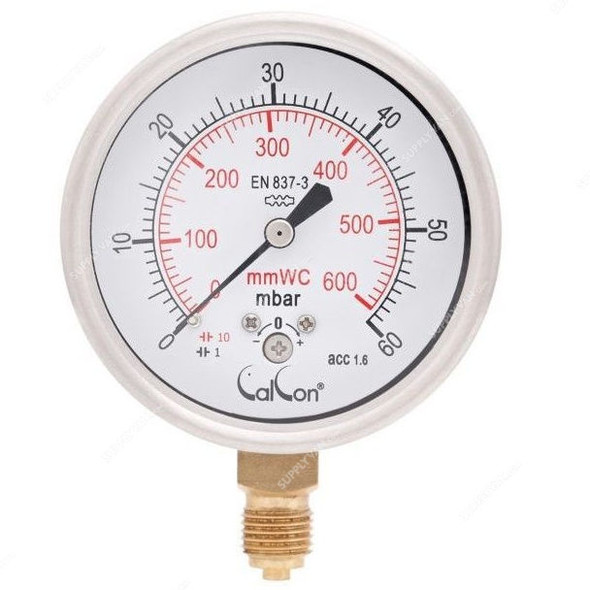 Calcon Capsule Pressure Gauge, CC98A, 63MM, 1/4 Inch, BSP, 0-60 Mbar