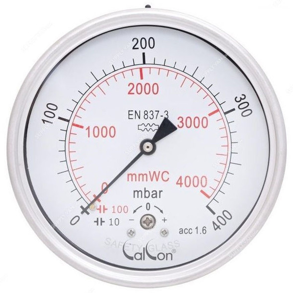 Calcon Capsule Pressure Gauge, CC98D, 100MM, 1/2 Inch, BSP, 0-400 Mbar