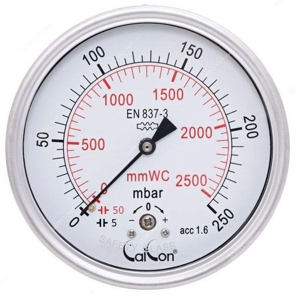 Calcon Capsule Pressure Gauge, CC98D, 100MM, 1/2 Inch, BSP, 0-250 Mbar