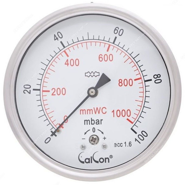 Calcon Capsule Pressure Gauge, CC98D, 100MM, 1/2 Inch, BSP, 0-100 Mbar