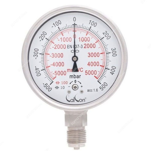 Calcon Capsule Pressure Gauge, CC918A, 100MM, 1/2 Inch, BSP, 500-500 Mbar