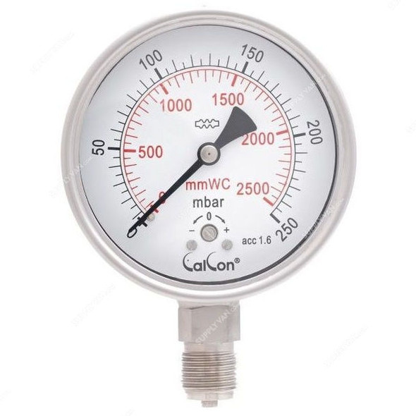 Calcon Capsule Pressure Gauge, CC918A, 100MM, 1/2 Inch, BSP, 0-250 Mbar