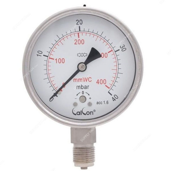 Calcon Capsule Pressure Gauge, CC918A, 100MM, 1/2 Inch, BSP, 0-40 Mbar