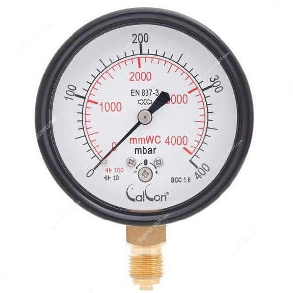 Calcon Capsule Pressure Gauge, CC9A, 63MM, 1/4 Inch, BSP, 0-400 Mbar