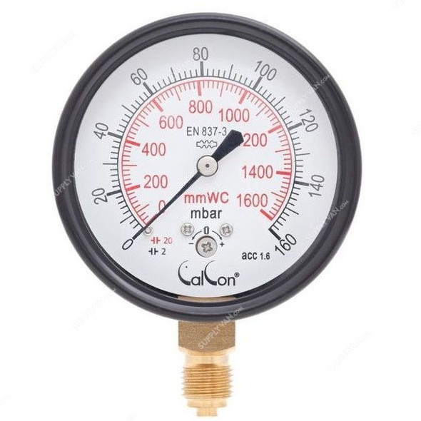 Calcon Capsule Pressure Gauge, CC9A, 63MM, 1/4 Inch, BSP, 0-160 Mbar