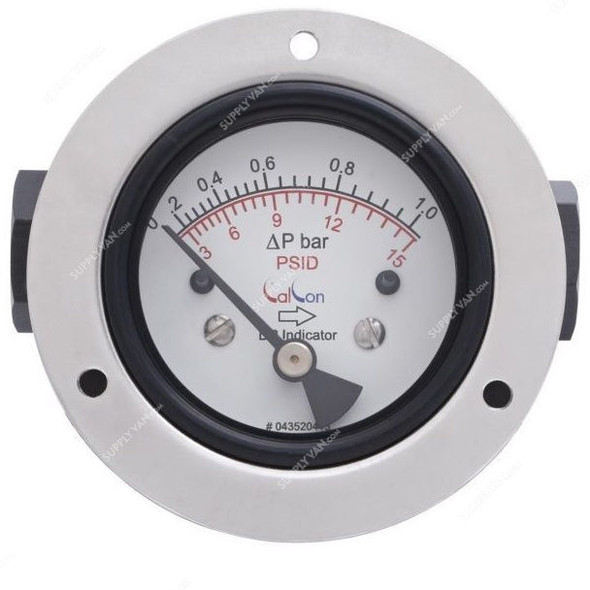 Calcon Differential Pressure Gauge, GP400BK, 63MM, 1/4 Inch, FNPT, 0-1 Bar