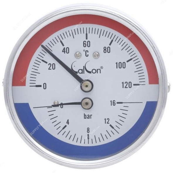 Calcon Pressure and Temperature Gauge, CCTPG2D, 80x100MM, 0-16 Bar