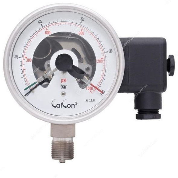 Calcon Pressure Gauge With Electric Contact, CC18A, 100MM, 1/2 Inch, BSP, 0-100 Bar