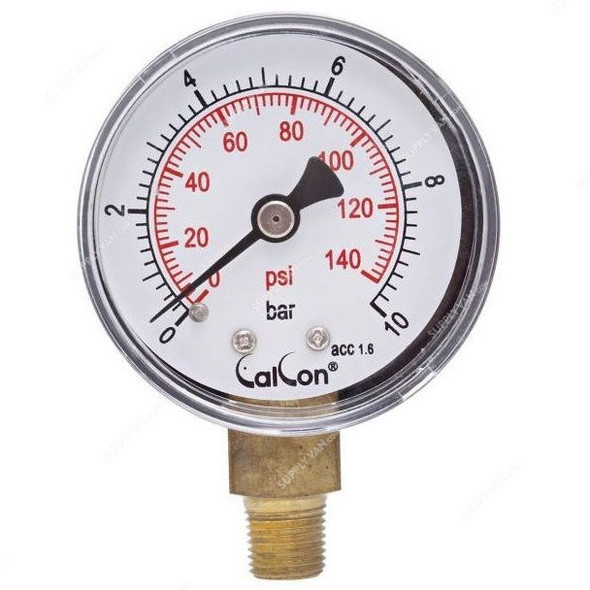 Calcon Pressure Gauge, CC10A, 50MM, 1/8 Inch, BSP, 0-10 Bar