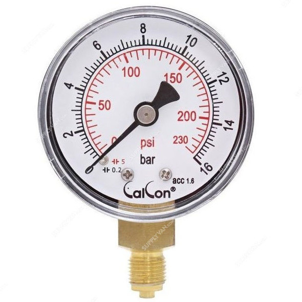 Calcon Pressure Gauge, CC10A, 50MM, 1/8 Inch, BSP, 0-16 Bar