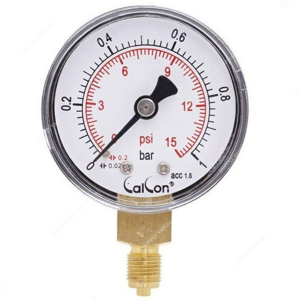 Calcon Pressure Gauge, CC10A, 50MM, 1/8 Inch, BSP, 0-1 Bar