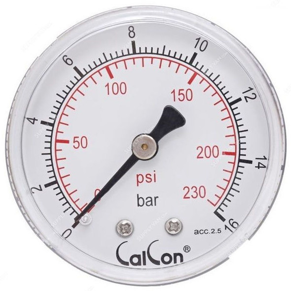 Calcon Pressure Gauge, CC10D, 50MM, 1/8 Inch, BSP, 0-16 Bar