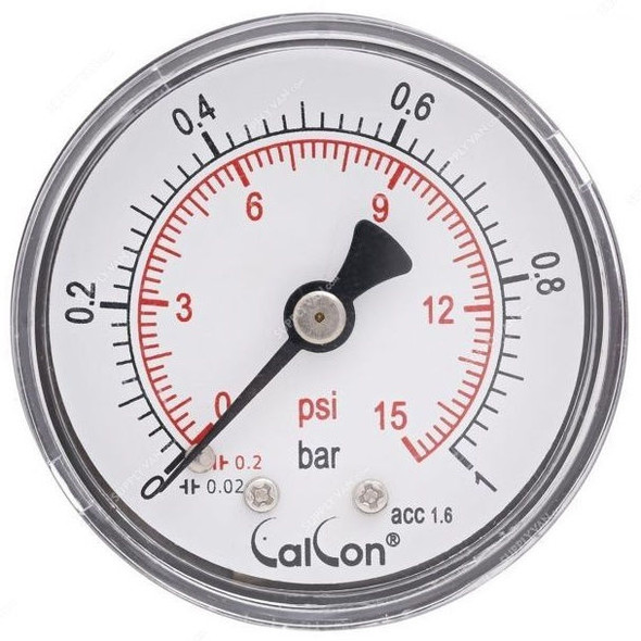 Calcon Pressure Gauge, CC10D, 50MM, 1/8 Inch, BSP, 0-1 Bar