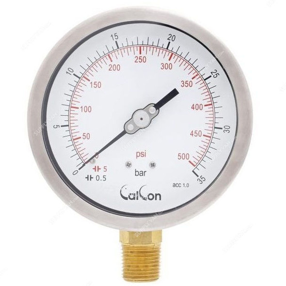 Calcon Pressure Gauge, CC10C, 100MM, 1/2 Inch, NPT, 0-35 Bar