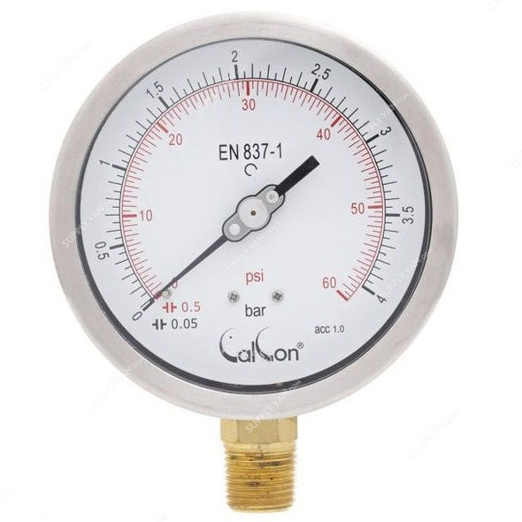 Calcon Pressure Gauge, CC10C, 100MM, 1/2 Inch, NPT, 0-4 Bar