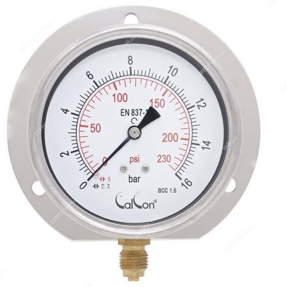 Calcon Pressure Gauge, CC10C, 80MM, 1/4 Inch, BSP, 0-16 Bar