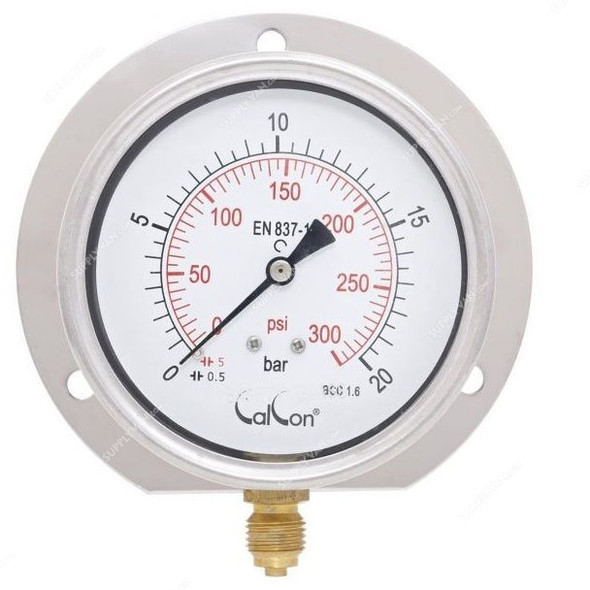 Calcon Pressure Gauge, CC10C, 80MM, 1/4 Inch, BSP, 0-20 Bar