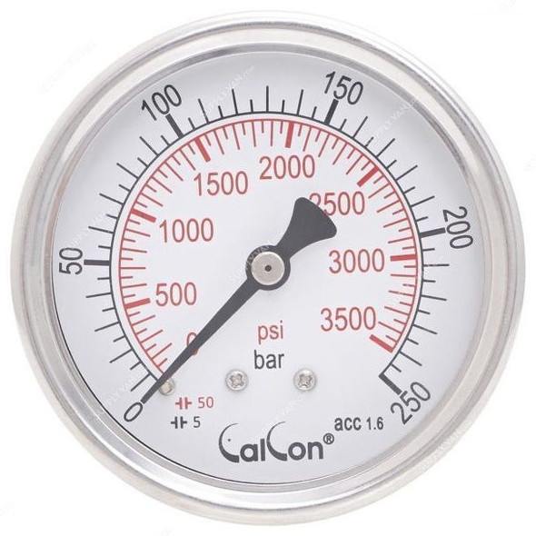 Calcon Pressure Gauge, CC10D, 63MM, 1/4 Inch, NPT, 0-250 Bar