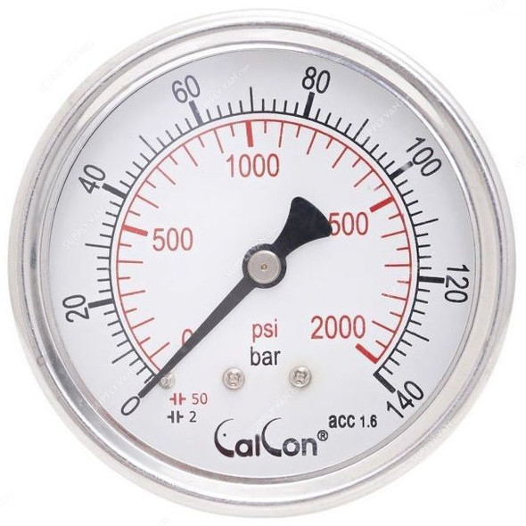 Calcon Pressure Gauge, CC10D, 63MM, 1/4 Inch, NPT, 0-140 Bar