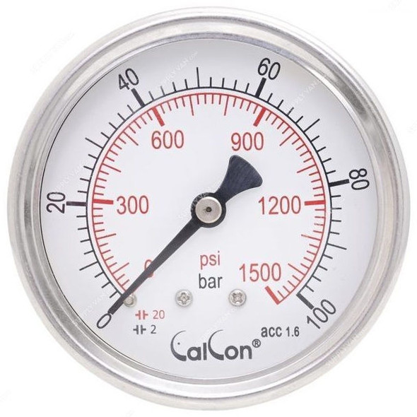 Calcon Pressure Gauge, CC10D, 63MM, 1/4 Inch, NPT, 0-100 Bar