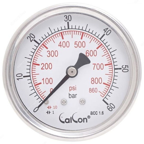 Calcon Pressure Gauge, CC10D, 63MM, 1/4 Inch, NPT, 0-60 Bar