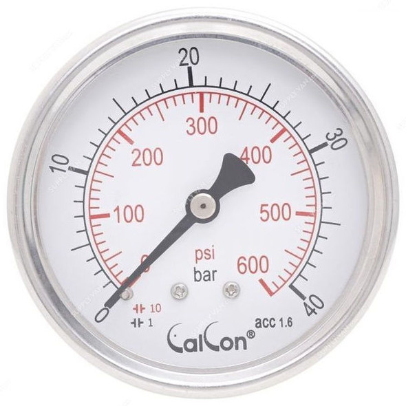 Calcon Pressure Gauge, CC10D, 63MM, 1/4 Inch, NPT, 0-40 Bar