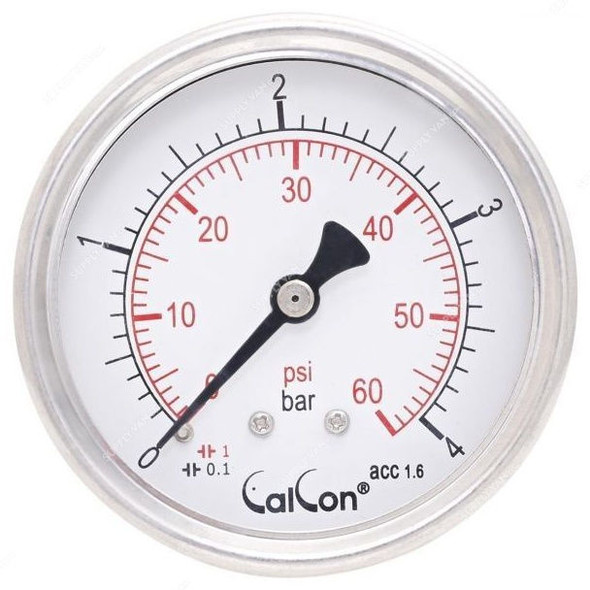Calcon Pressure Gauge, CC10D, 63MM, 1/4 Inch, NPT, 0-4 Bar