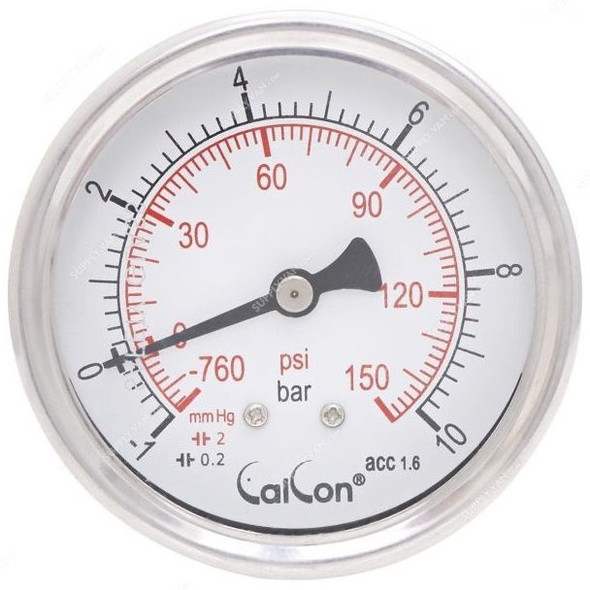 Calcon Pressure Gauge, CC10D, 63MM, 1/4 Inch, NPT, -1-10 Bar